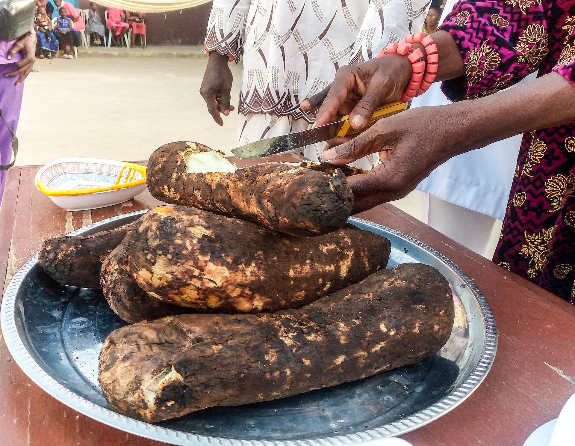 Yam cut at the opening